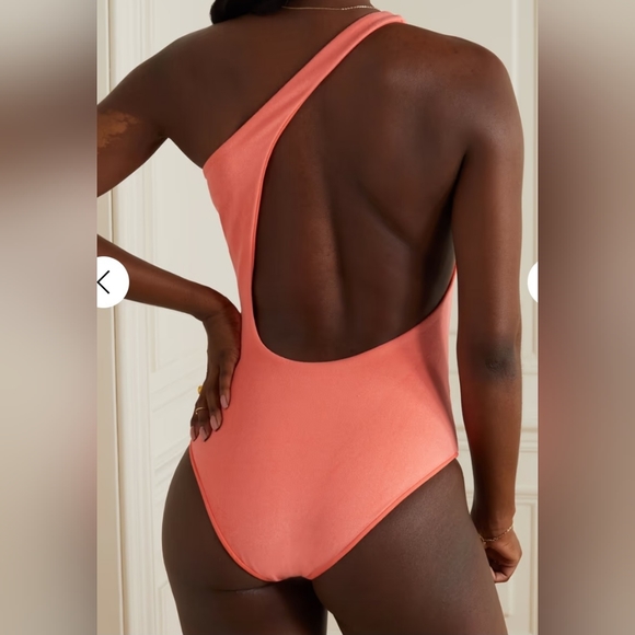 Jade Swim Evolve one shoulder stretch Terry swimsuit, Large, orange - Picture 2 of 4